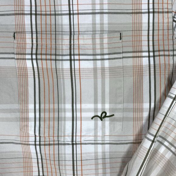 Rocawear Shirt Mens XXXL Tan Green Orange Plaid Long Sleeve Button Down Cotton - Picture 5 of 12